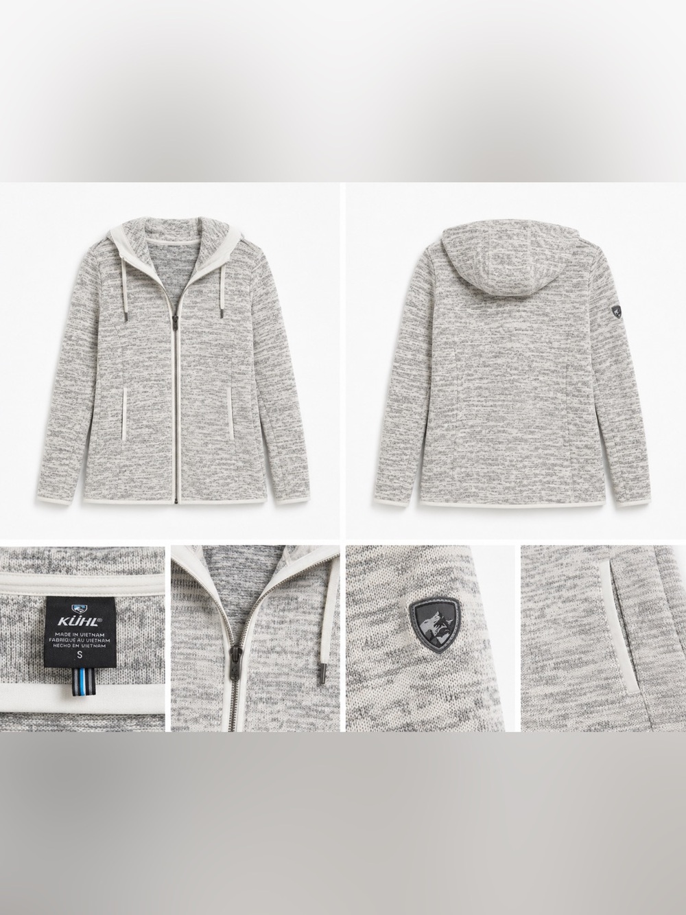 KÜHL Heathered Light Gray Zip-Up Hooded Jacket